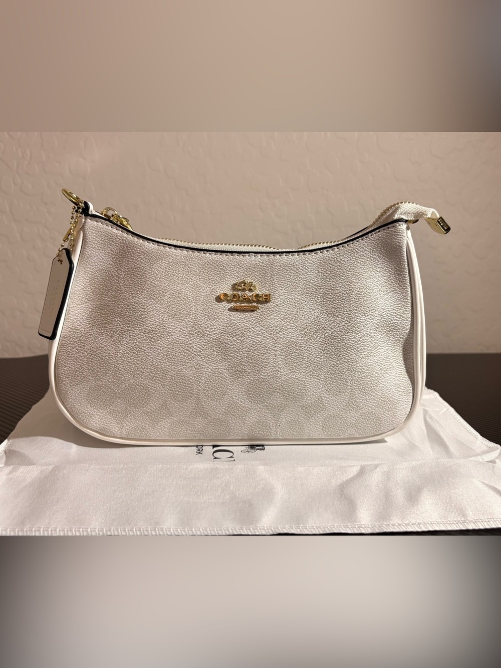 Coach Metallic Pearl Leather Shoulder Bag - Gold Hardware